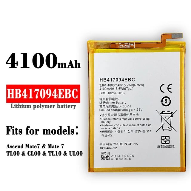 menigte vergroting Excursie 100% Orginal Huawei HB417094EBC 4100Mah Batterij Voor Huawei Ascend Mate 7  Mate7 MT7 MT7-TL00 MT7-L09 MT7-TL10 UL00 CL00 _ - AliExpress Mobile