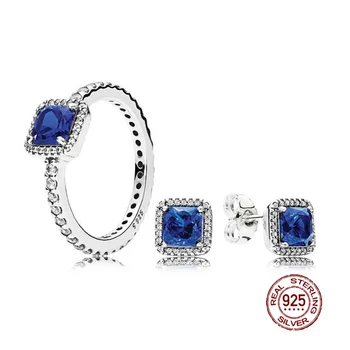 

NEW 2019 100% 925 Sterling Silver Blue Timeless Elegance Gift Set Charms rings Fit DIY Original Jewellery A Set