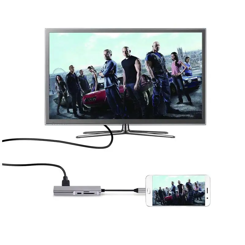 USB-C конвертер Алюминиевый USB C концентратор тип C к HDMI USB3.0 сплиттер адаптер TF Micro SD кард-ридер для Macbook pro