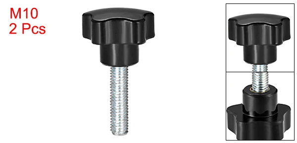 M10 x 40mm Uxcell 2 предмета звезда ручки M6/M8/M10/M12 15/20/25/30/35/40/50/60/70 мм с наружной резьбой Сталь цинка серьги-гвоздики черный PP - Цвет: M10 x 40mm