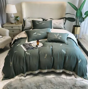 

Comfortable trend design feater bedding set adult,full queen king vintage double home textile bed sheet pillow case duvet cover