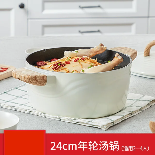 Nem Botok Főző Edénykészlet Edények És Serpenyők Négy Darab Konyhai Főzéshez Idukciós Fővárasztó Gázos Főzőedények Készlet - Image 3