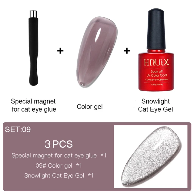 HNUIX 7.3ml 3D UV Clear Gel Dip Nail Art Gel Varnish Manicure Universal Wide New Color Phototherapy Cat Eye Gel Nail Polish SET09