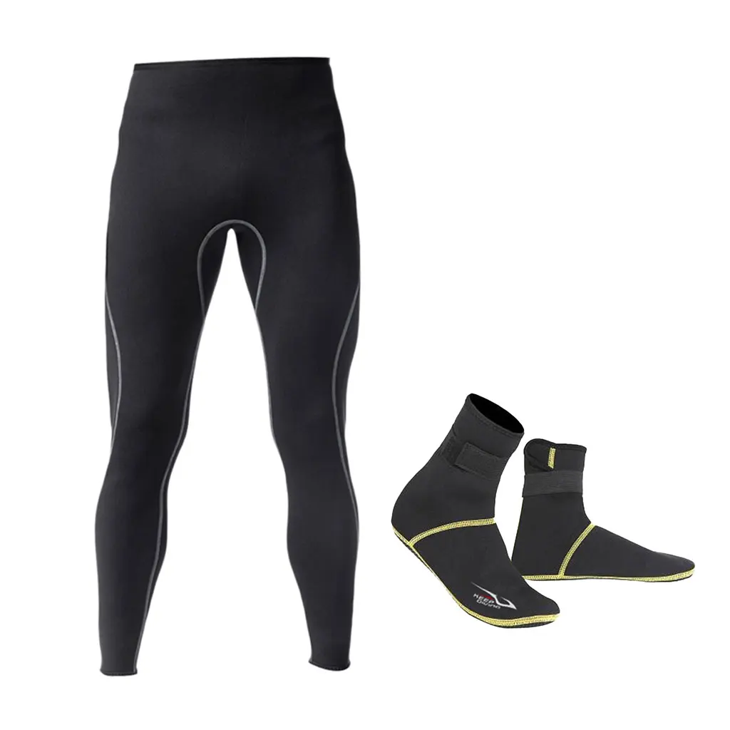  Men`s Wetsuit Pants and Socks Super Stretch Neoprene Surf Surfing Diving Pants Snorkeling Leggings Trousers