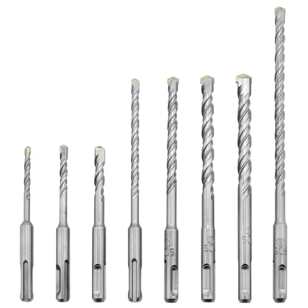 

Electric Hammer Drill 8 Pcs Set Round Handle Two Pit Two Groove Concrete Through Wall Alloy Impact Drill Bit