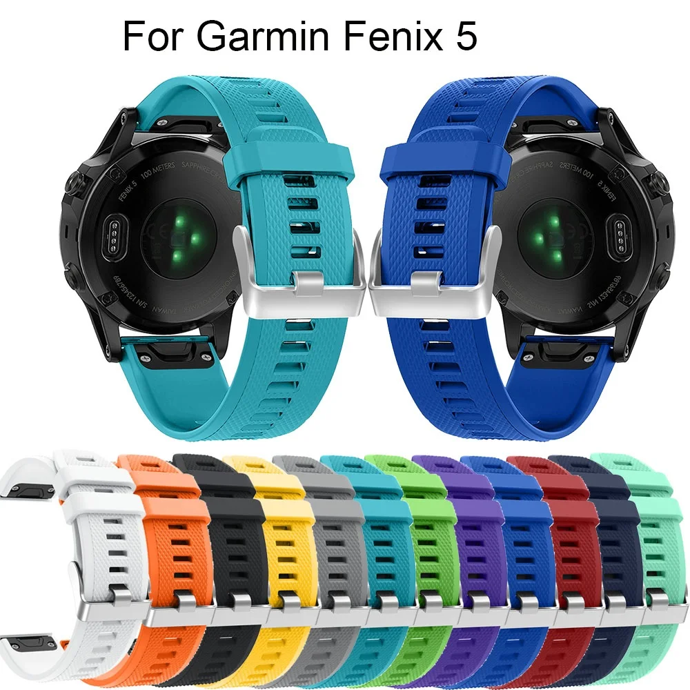 Ремешок сменный из мягкого силикона для смарт-часов браслет Garmin Fenix 5 22 мм 10 цветов