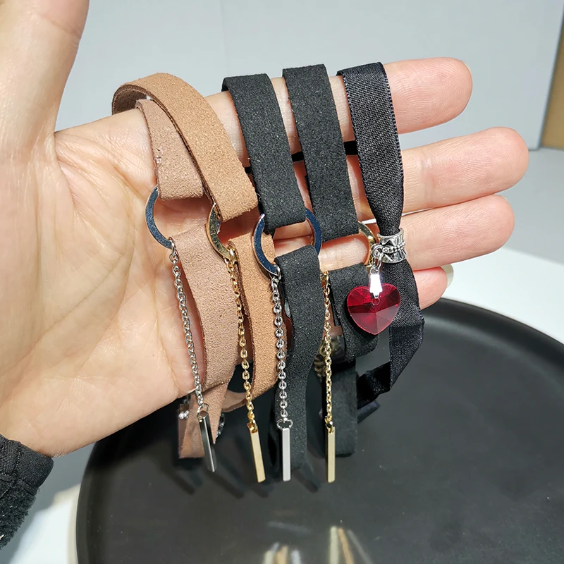 Корейский бархат широкий ремень аксессуары I-shaped кулон ожерелье персонализированные ключицы цепи ювелирные изделия оптом