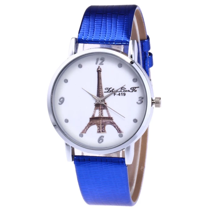 Повседневные часы Eiffels Tower с круглым циферблатом, кожаный ремешок, модные кварцевые часы для мужчин и женщин, пара студентов TS95