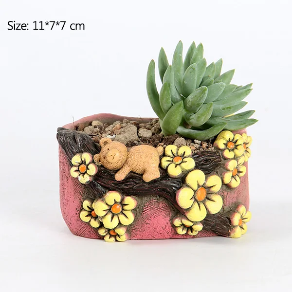 1-Only Flower Pot Strongwell корейский Медведь Тисненый Цветочный горшок цемент мясистая ручная роспись цветочный горшок скандинавские украшения дома аксессуары подарок - Цвет: 1-Only Flower Pot