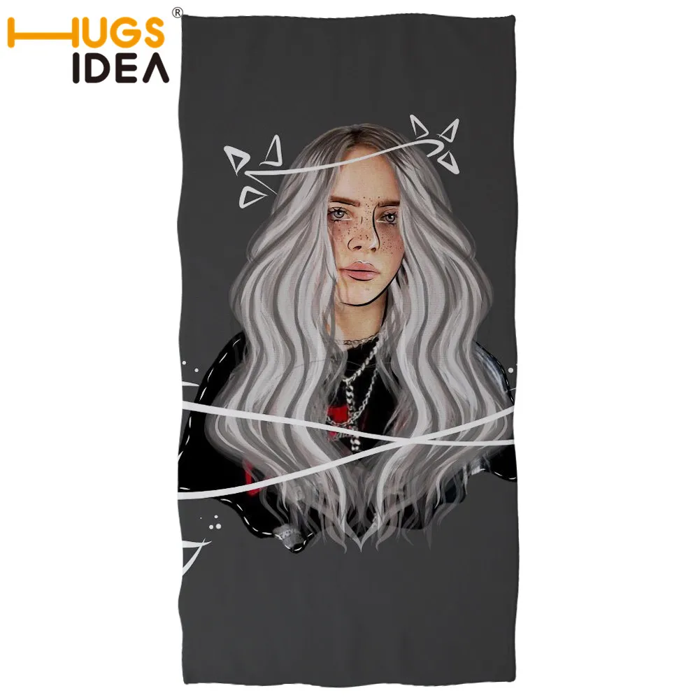 HUGSIDEA банное пляжное полотенце для взрослых с принтом Billie Eilish, быстросохнущее полотенце для лица, впитывающие купальники, полотенце для душа s - Цвет: YY2544