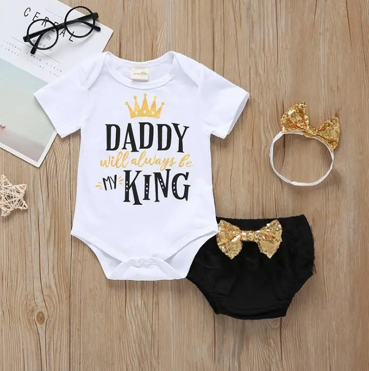 

3-18months Girl Daddy 's Princess KING Romper Shorts