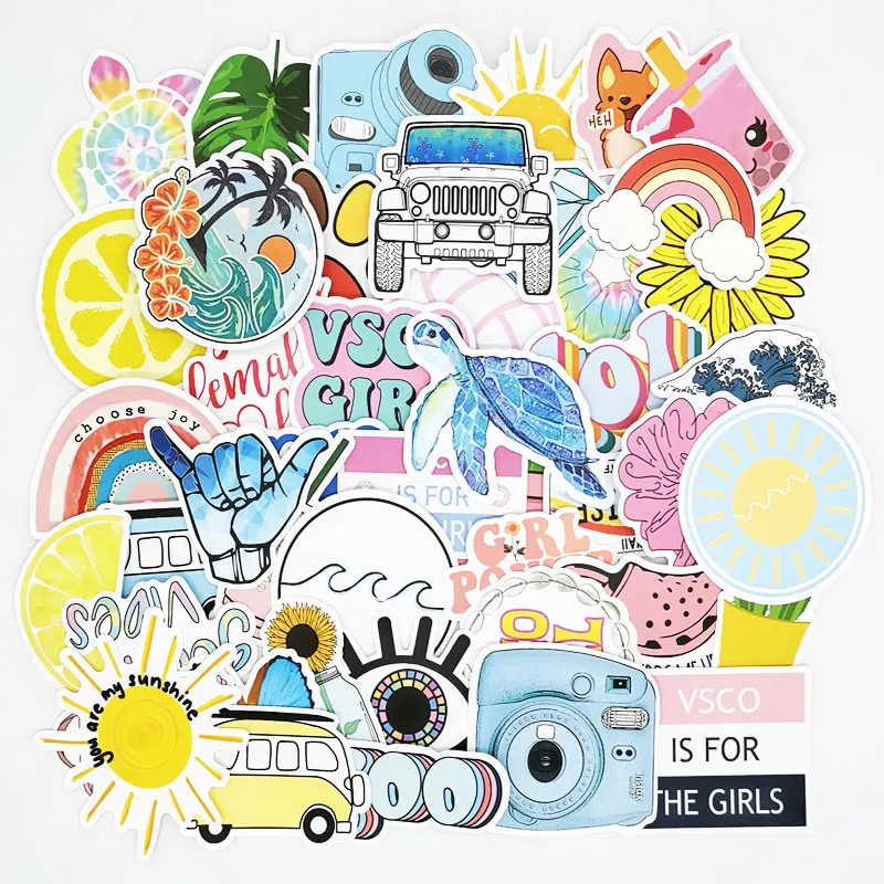 

100Pcs Colorful Cute Vsco Stickers for Laptop Hydro Flask Water Bottle Phone Case Luggage Vinyl Decals for Kids Teen Vsco Girls