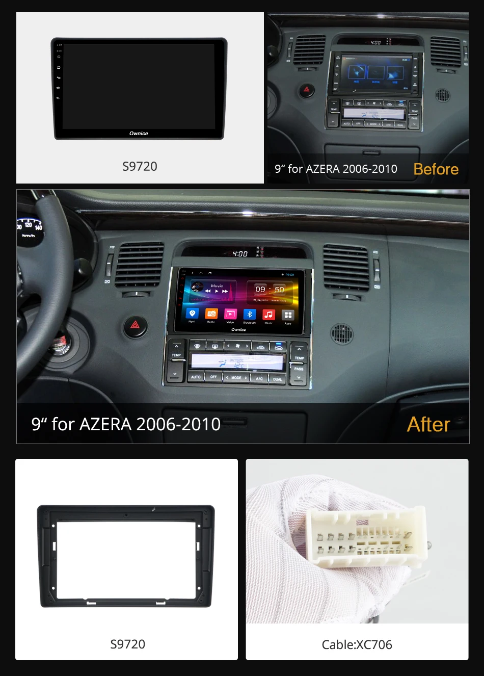 Ownice k3 k5 k6 DSP 360 панорама Android 9 0 для Hyundai Azera 2006 ~ 2010 автомобильный Радио Аудио Видео DVD