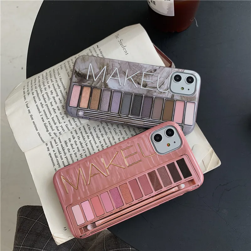 Роскошный сексуальный чехол для макияжа MAKEU eye shadow box для iPhone 6, 6s, 7, 8 Plus, X, XS, MAX, XR, 11 Pro, цвет телесного цвета, тени для век, чехол из розового золота