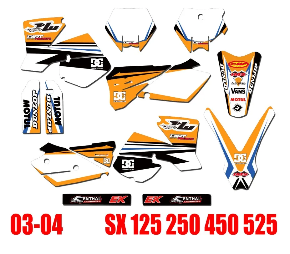 SX 2004 2003 Бесплатная индивидуальная цифра имена мотокросс полный набор 3M