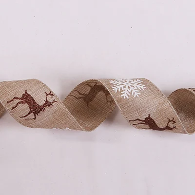 10 м* 5 см новые полотняные ленты для поделок Лось Снежинка ленты рождественские ленты декоративные печатные ленты Рождественские елки украшения - Цвет: brown