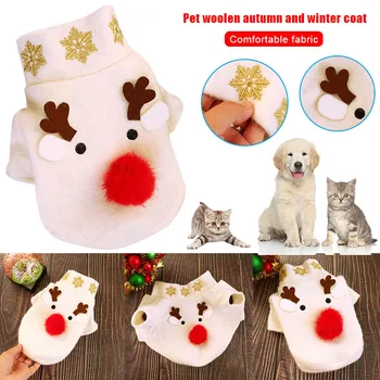 

Christmas Dog Sweater Turtleneck Pets Pullover Clothes Fall Winter Dog Thick Woolen Coat @LS