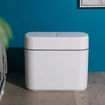 

New Kitchen Corner Trash Bin Slide Open Cover Bathroom Gap Waste Basket Wide Open Dustbin Wet Dry Garbage Separation Plastic Can
