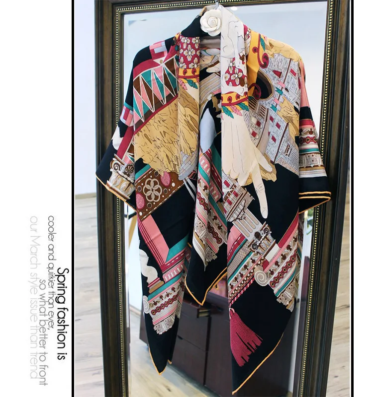 

Magic Pegasus Palace Print Lady High Grade Silk With Cashmere Scarf Pashmina Scarves Multi Accessory Drop Shipping YR50
