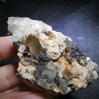 

53.6g.Rare natural garnet crystal hexagonal point feldspar mica brass multi mineral crystal symbiotic halo energy healing