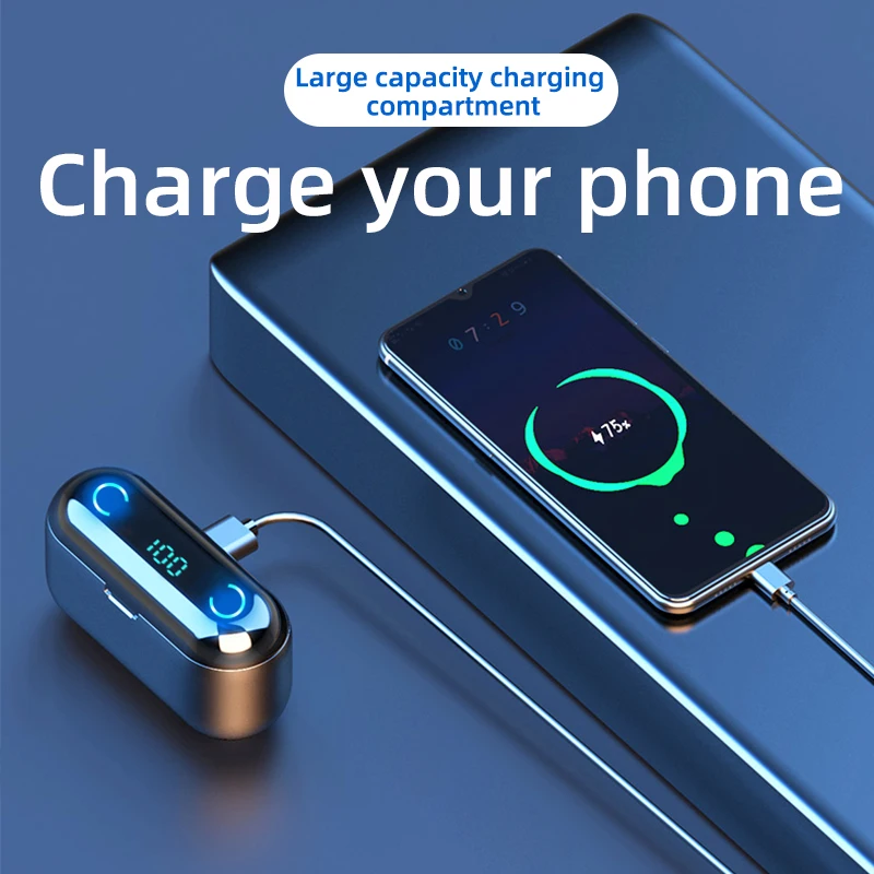 TWS 5 0 Bluetooth Earphones Wireless Headphones 2000mah LED Power Display Touch Control Wireless Headset Gaming Earbuds F9 TWS