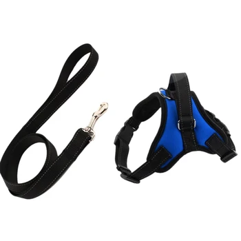 

Dog Harness Leash Set Adjustable Breathable Dog Cat Collar Vest Harness for Dog Puppy Pet Chest Strap Dog Accessories Blue S