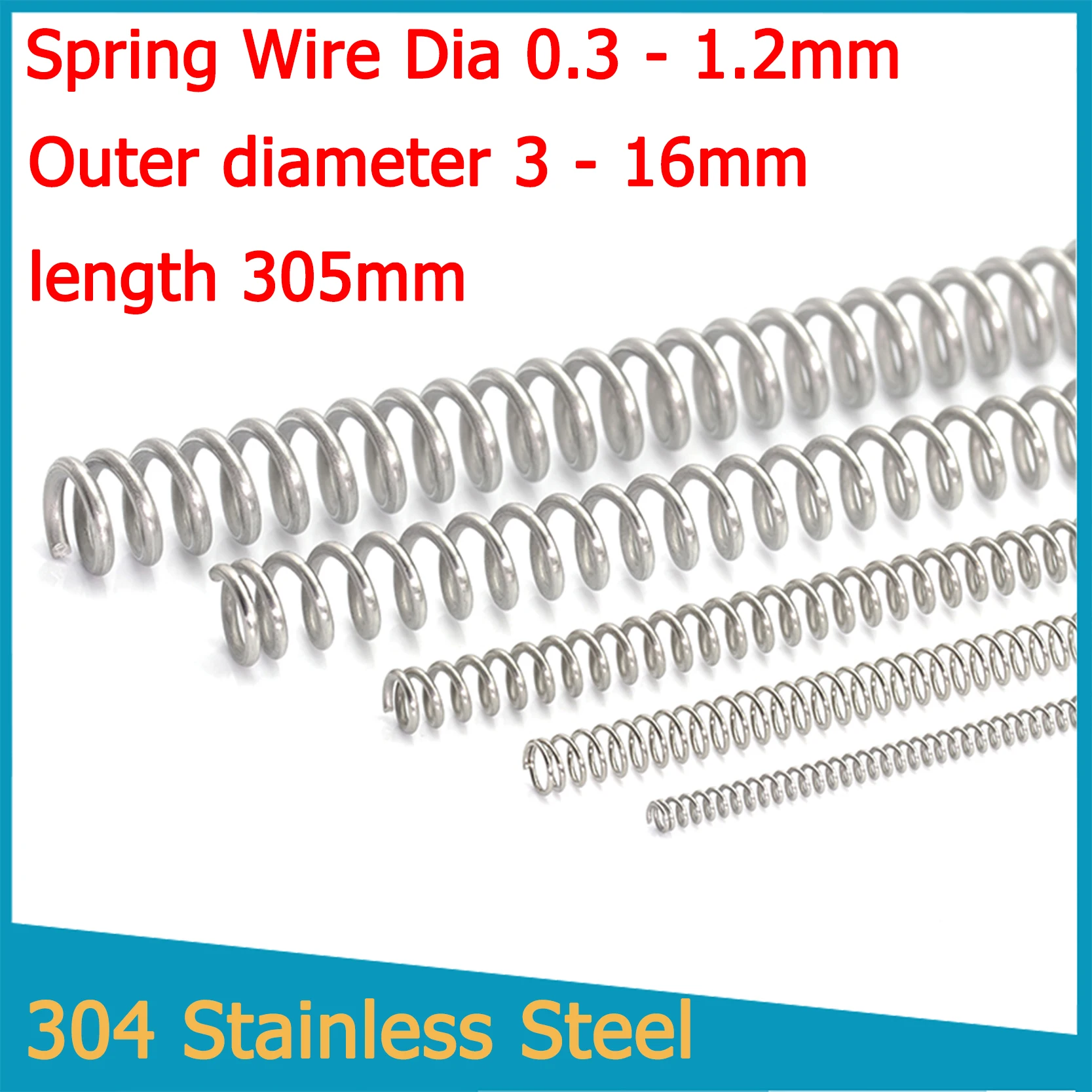Compression Spring Various Size 3mm-30mm Diameter & 305mm Length Pressure Small 