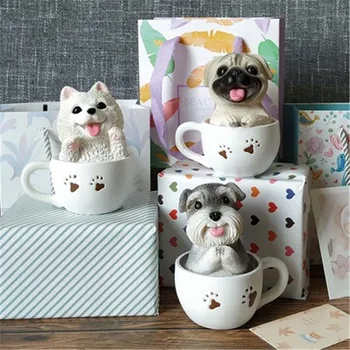 

Simulation animal Cute Puppy Statue Creative Samoyed/Pug/Shiba Inu/Rottweiler/Airedale Terrier Cup Puppy Desktop Decor toy