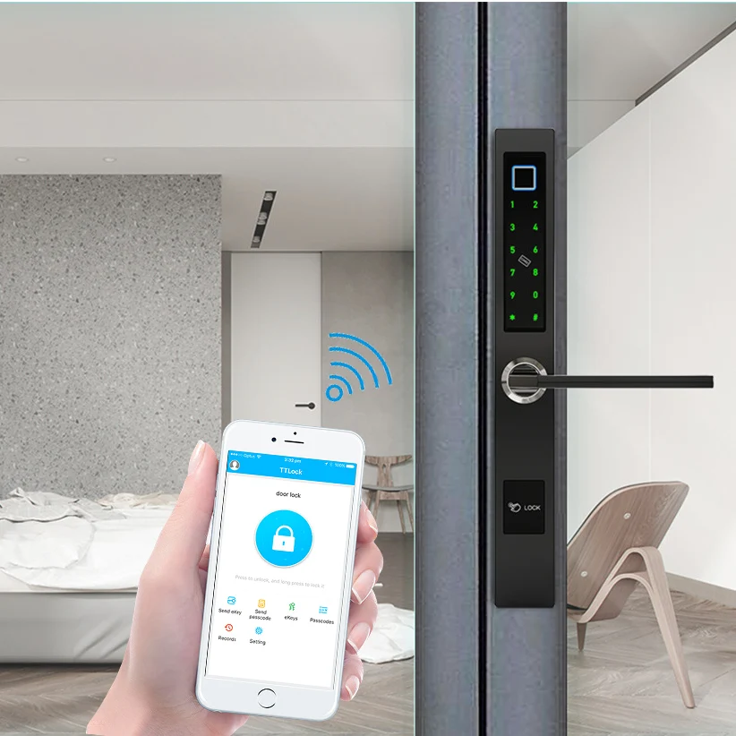 Европейский врезной замок отпечатков пальцев с Bluetooth электронный умный дверной