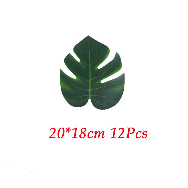 MEIDDING искусственные Пальмовые Листья тропические листья растений Гавайские Луау украшения, товары для вечеринки Aloha джунгли пляж Декор ко дню рождения - Цвет: 12pcs small leaves