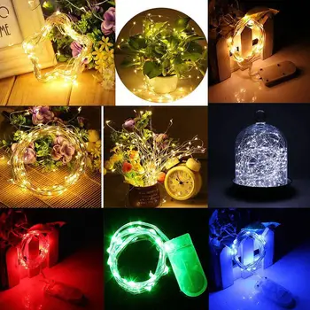 

New 2M 20 LED Copper Wire Silver String Fairy Button Battery Decor Bright