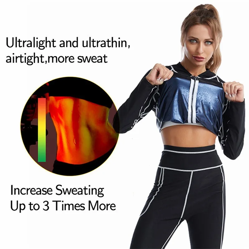 thong shapewear Sauna Slimming Top And Pants Neoprene Sweat Thermal Suits Women Long Sleeve Zipper Shirts Weight Loss Body Shaper Trousers Sets backless shapewear