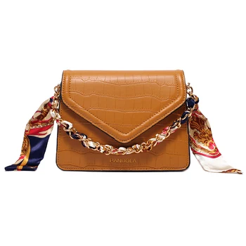 

High quality crocodile silk scarf chain shoulder bag sac main femme bags for women 2019 bolsa feminina crossbody bags for women