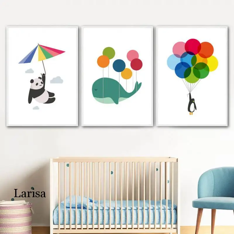 

Kids Room Wall Decor Cartoon Balloon Wall Art Canvas Painting Posters and Prints Nordic Poster Animals Wall Pictures Home Decor