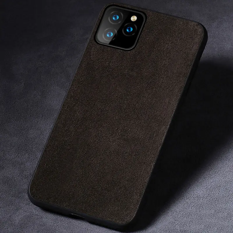 Чехол для телефона из натуральной коровьей замши для Apple iphone 11 11Pro 11 Pro Max X XR XS max 6 6S 7 8 plus 360 полный защитный чехол - Цвет: Коричневый