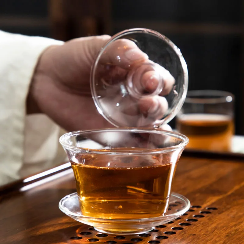 150ML Glass Tea Cover Bowl Heat Resistant Explosion Proof for Tea Set Small Teacup Milk Rose Flower Mug tea set