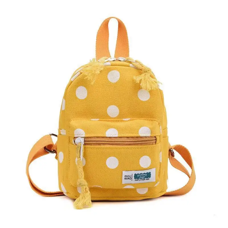 canvas Children's school bags Korean lovely wave point Leisure travel backpack for children Cartoon children small backpack - Цвет: yellow
