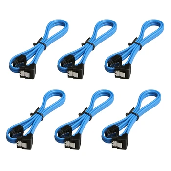

6 Pack 90 Degree Right-Angle SATA III Cable 6.0 Gbps with Locking Latch 18Inch for SATA I SATA II(6X Sata Cable Blue)