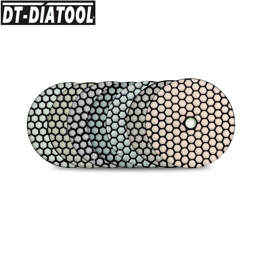 DT-DIATOOL 7-teiliges Flexibles Diamant-Trockenpolierpads-Set 4 Zoll/100mm Kunstharz-Schleifscheiben für Granit- und Marmorpolitur – Detail 4