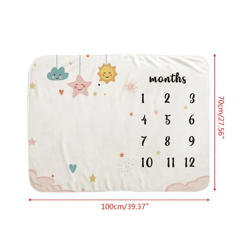Baby Monthly Record Growth Milestone Blanket Cloud Star Patten Photography Props 2