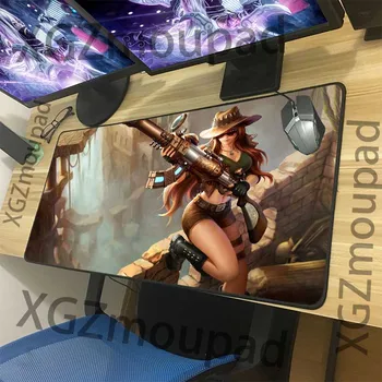 

XGZ Anime Sexy Police Sniper Custom Large Gaming Mouse Pad Exquisite Black Lock Edge Computer Table Mat Non-slip Natural Rubber