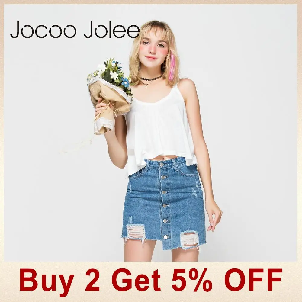Jocoo Jolee, женские сексуальные топы, топ без рукавов, женские летние повседневные свободные топы на бретельках, Короткие футболки, S-L Размер