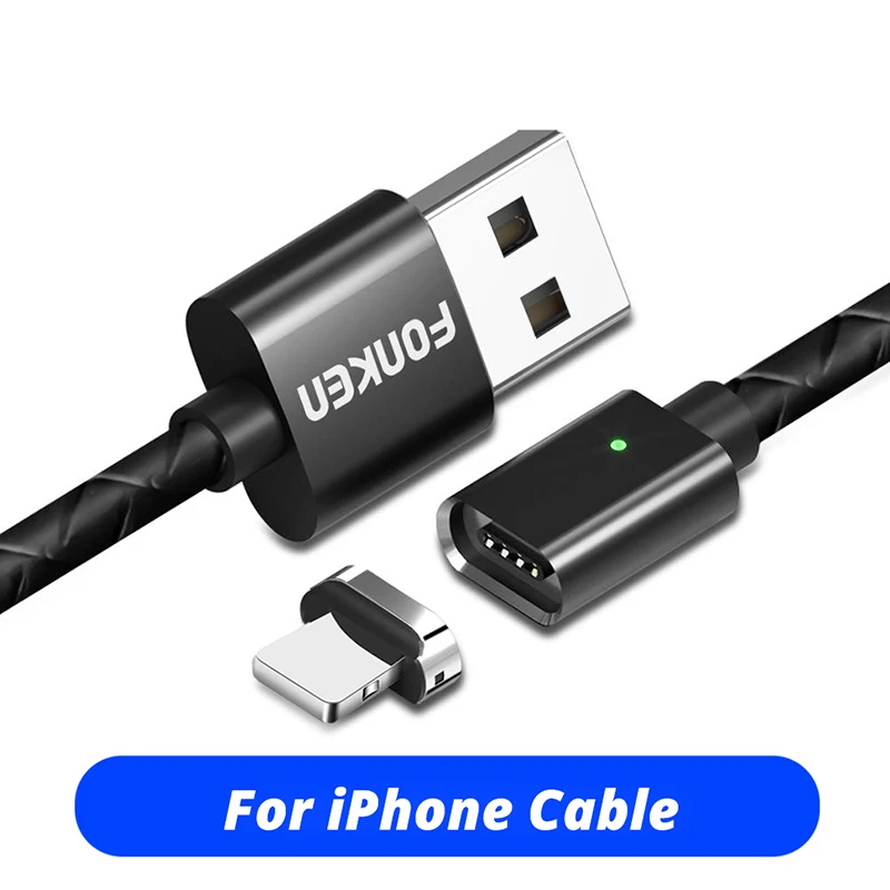 for IOS Black Cable Магнитный кабель для быстрой зарядки, длинный Магнитный кабель Micro US C-type, синхронный Магнитный кабель для передачи данных для samsung IPhone huawei - Цвет: for IOS Black Cable