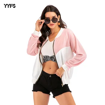 

Womens autumn winter hot casual long-sleeved round neck stitching loose lady hoodies girl overcoat