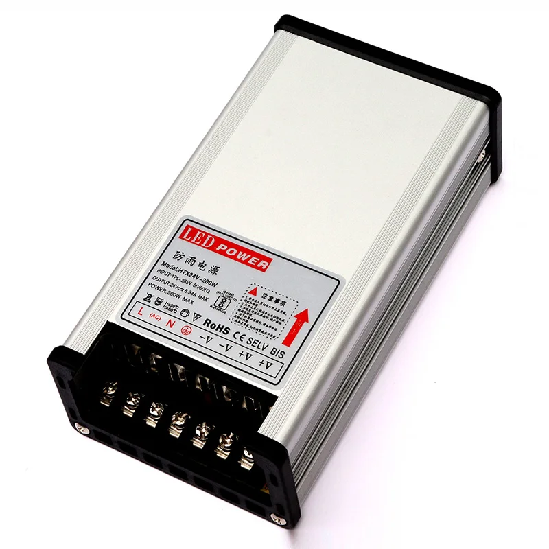 24V 200W Type Светодиодный драйвер DC 24 V адаптер питания Трансформаторы освещения AC 110V 220V до 24 V 8A 10A наружный непромокаемый трансформатор для светодиодного освещения - Цвет: 24V 200W Type