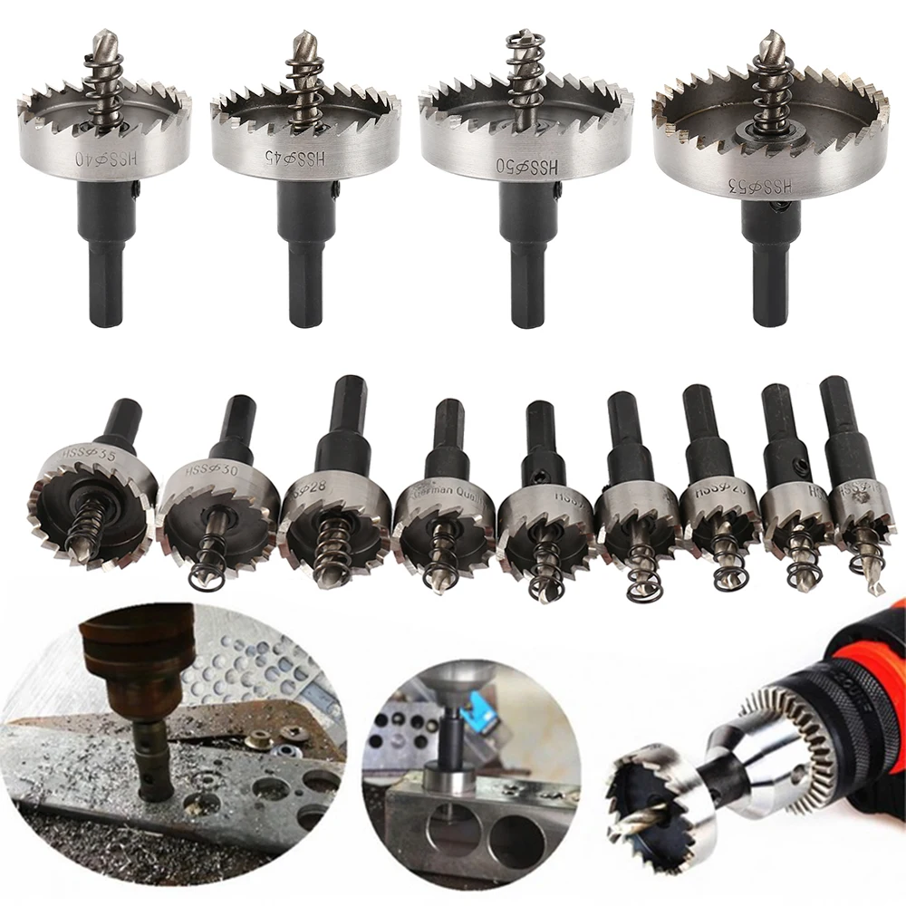 13PCS HSS Drill Bit Set High Speed Steel Carbide Tip Hole Saw Tooth Cutter Metal Drilling Hand Woodwork Cutting Carpentry Crowns