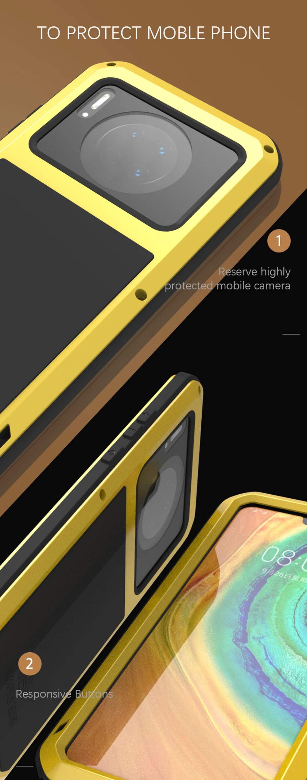 Мощный противоударный чехол LOVE MEI для huawei mate 30 mate 30 5G, сверхпрочный чехол, силиконовый металлический чехол, закаленное стекло