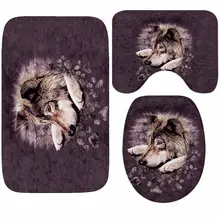 CAMMITEVER 3pcs Wolf Bath Mat Bathroom Kitchen Carpet Doormats Animal Mats Bathroom Rugs Home Decor