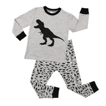

New Style Spring and Autumn Winter Children Pajamas Set chun mian bao bao Pajamas Dinosaur Pattern Thermal Underwear Two-Piece S