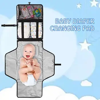 

Diaper Changing Pad Portable Wipeable Travel Mat Station with Mesh Zippered Pockets for Baby